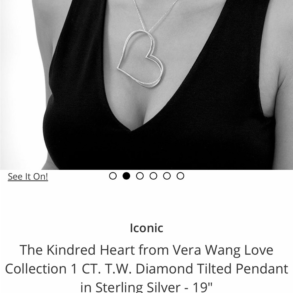 Vera Wang kindred heart 1 CT. Diamond TW.Tilted Heart pendent in sterling silver